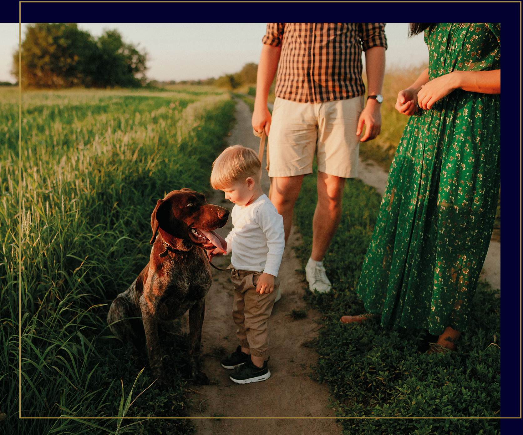 Boy and Dog Outdoors